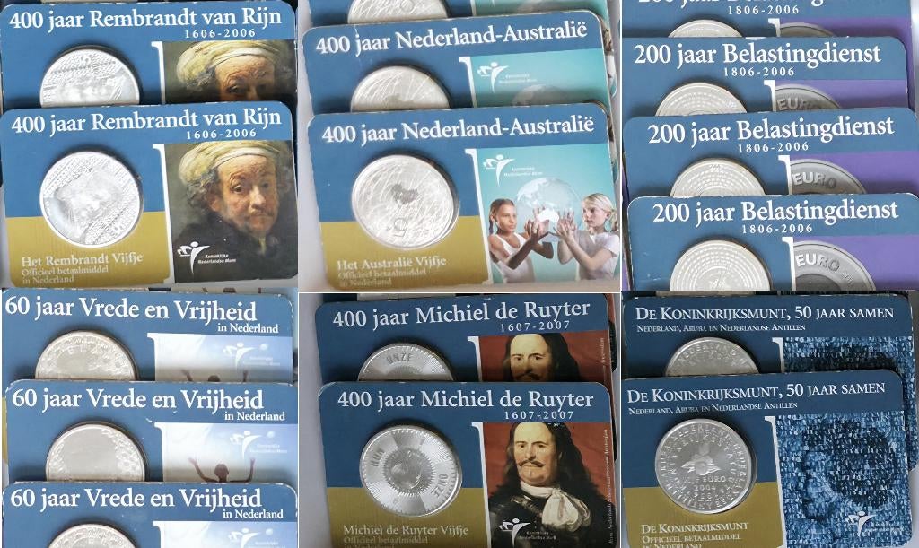 5 Euro Coincards – Nederland 2004-2007 – 11,9 g .925 Zilver, Ophalen, Koningin Beatrix, Zilver, Euro's