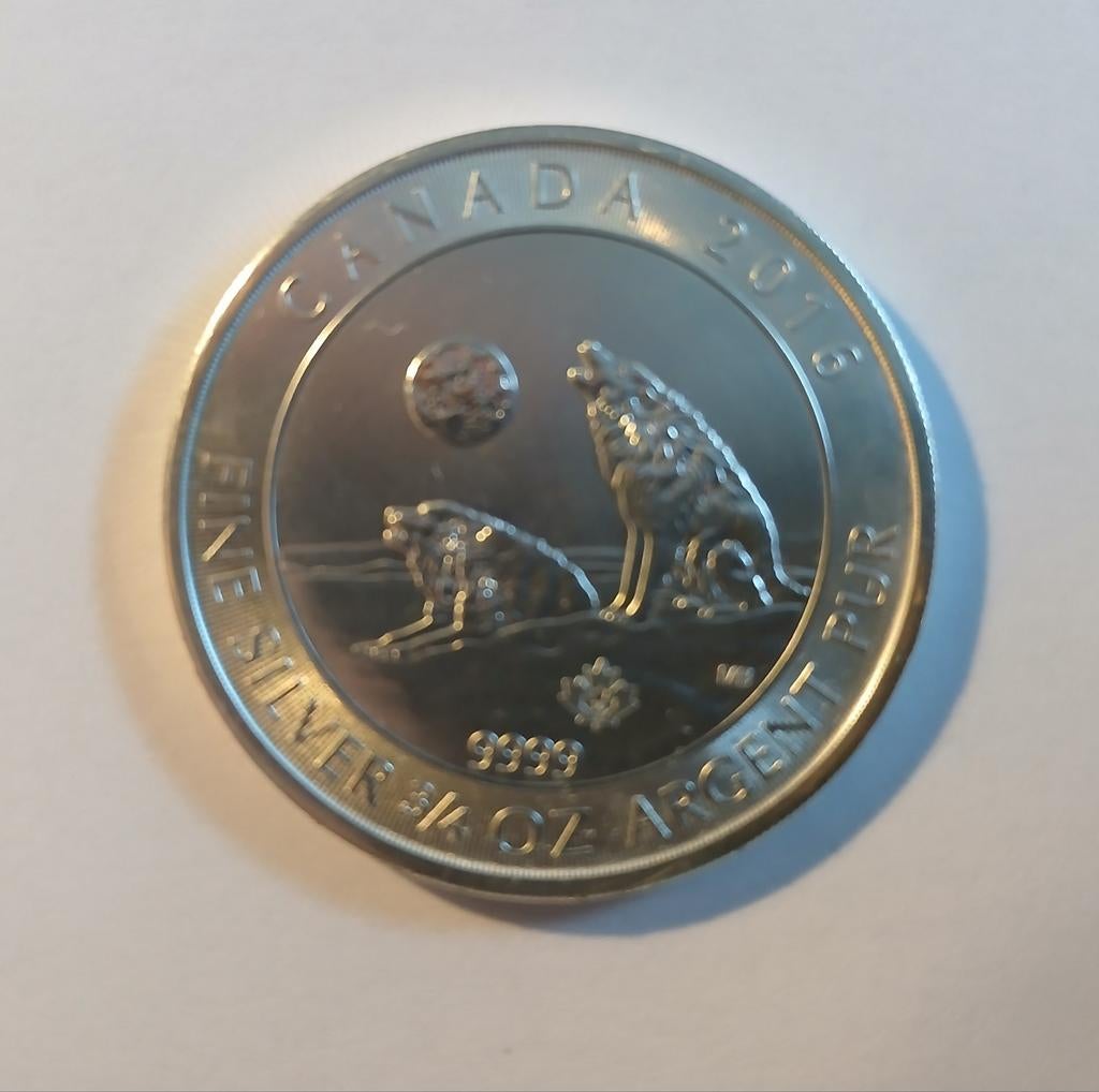 Canada 3/4 Oz Howling Wolves 2016, Ophalen of Verzenden, Zilver