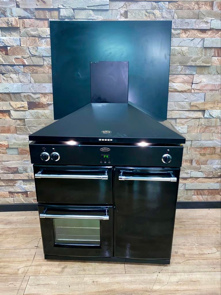 Luxe Belling INDUCTIE Fornuis 4 kookzones zwart (Compleet), Fornello Esperta, Grill, Zo goed als nieuw, Energieklasse A of zuiniger