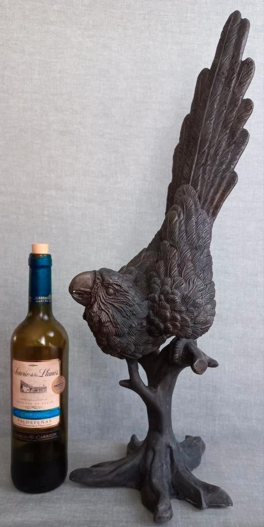 Brons beeld papegaai  Bronzen Parrot Garden Statue, Antiek en Kunst, Ophalen of Verzenden, Brons