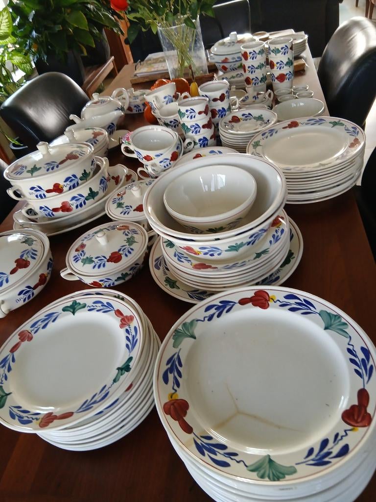 Boerenbont Servies Handgeschilderd, Gebruikt, Ophalen of Verzenden, Aardewerk, Boerenbont