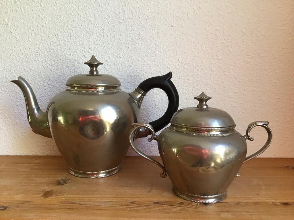 Zilver tinnen koffie en melk kan. Gerhardi & co 1643., Ophalen of Verzenden