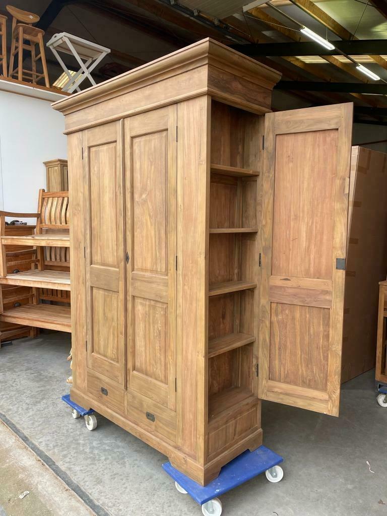 Grote jagerskast gemaakt van gerecycled teak voorradig, 200 cm of meer, Teakhout, Nieuw, Ophalen of Verzenden