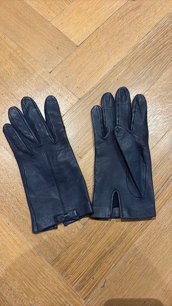 Zachte leren handschoenen donkerblauw s/m, Ophalen of Verzenden, Gedragen, Handschoenen