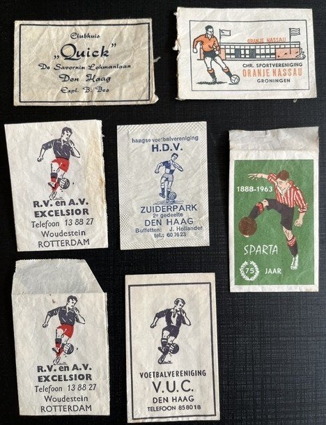 7 Suikerzakjes voetbalclubs, Verzamelen, Ophalen of Verzenden