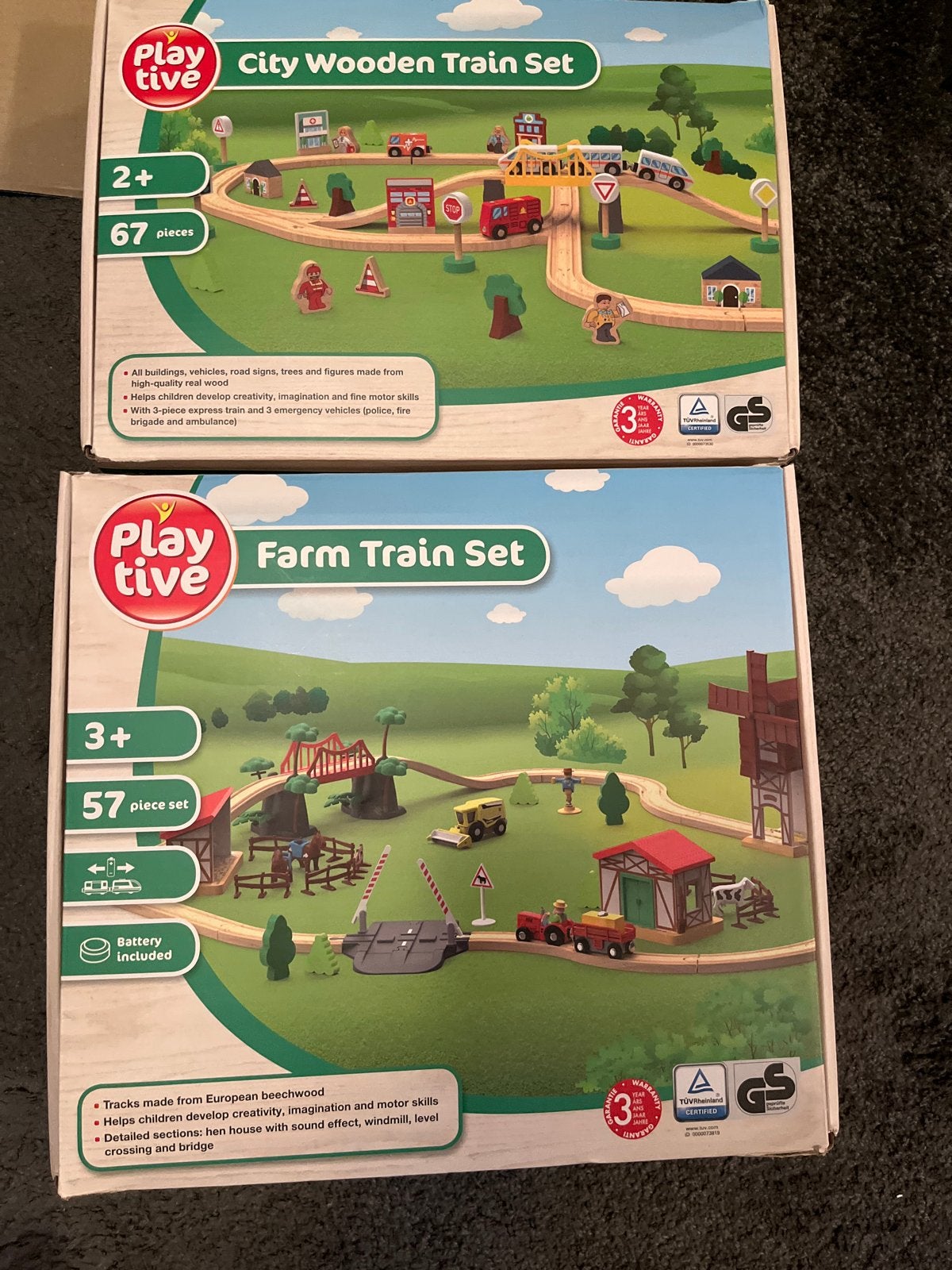 Playtive Houten Treinset: Stad & Boerderij (2 sets), Kinderen en Baby's, Speelgoed | Houten speelgoed, Ophalen, Nieuw, Rij- of Hobbelspeelgoed