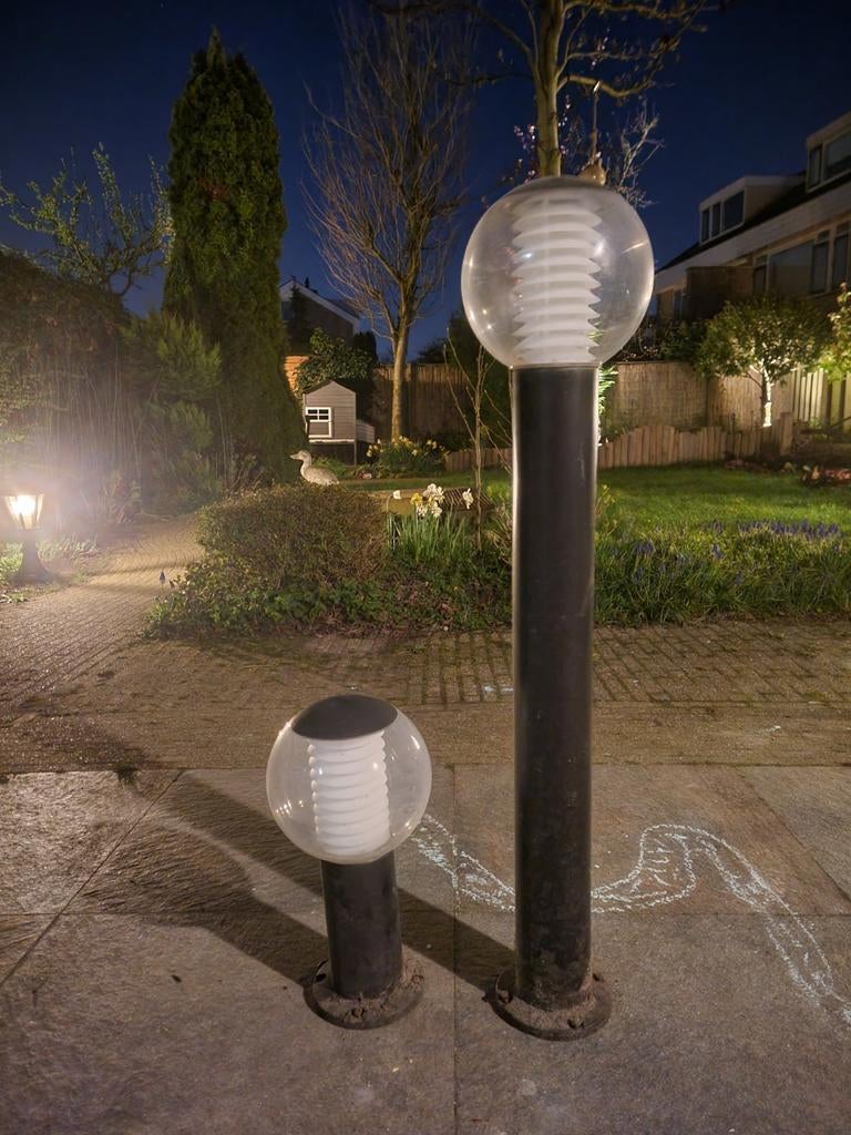 Buitenlampen set, 4 stuks, Outdoor bollard lamps, Ophalen of Verzenden, Gebruikt, Netvoeding, Wandlamp