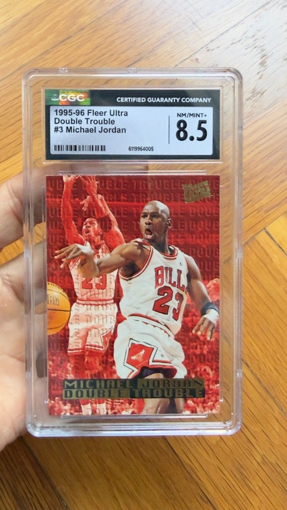Michael Jordan. 1995-96 Fleer Ultra Double Trouble,Graded8,5, Ophalen of Verzenden, Nieuw, Plaatje
