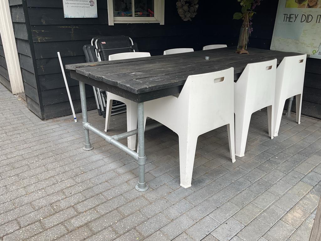 Tuinstoelen inclusief steigerhouten tafel, Ophalen, Gebruikt, Rechthoekig, Hout