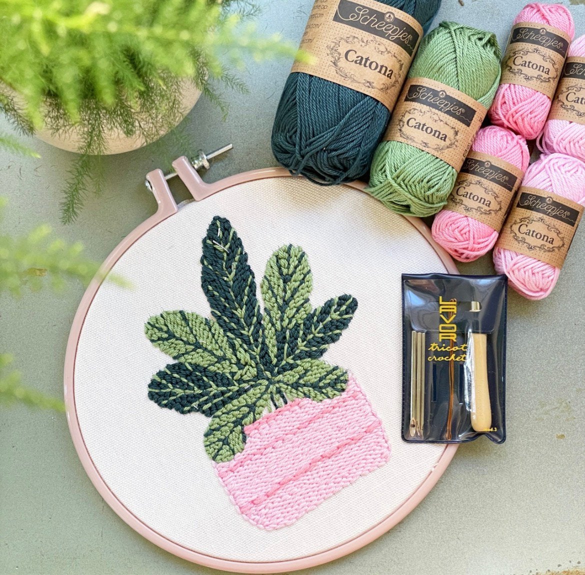 DIY punch needle set planten, Ophalen of Verzenden, Nieuw, Handborduren, Borduurpakket