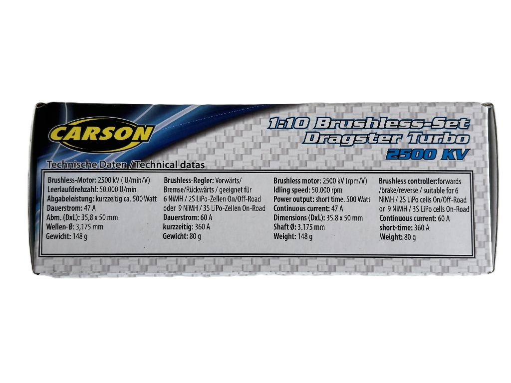 Carson Brushless set Dragster 2500 KV motor + ESC 1/10 rc, Hobby en Vrije tijd, Modelbouw | Radiografisch | Auto's, Elektro, Nieuw