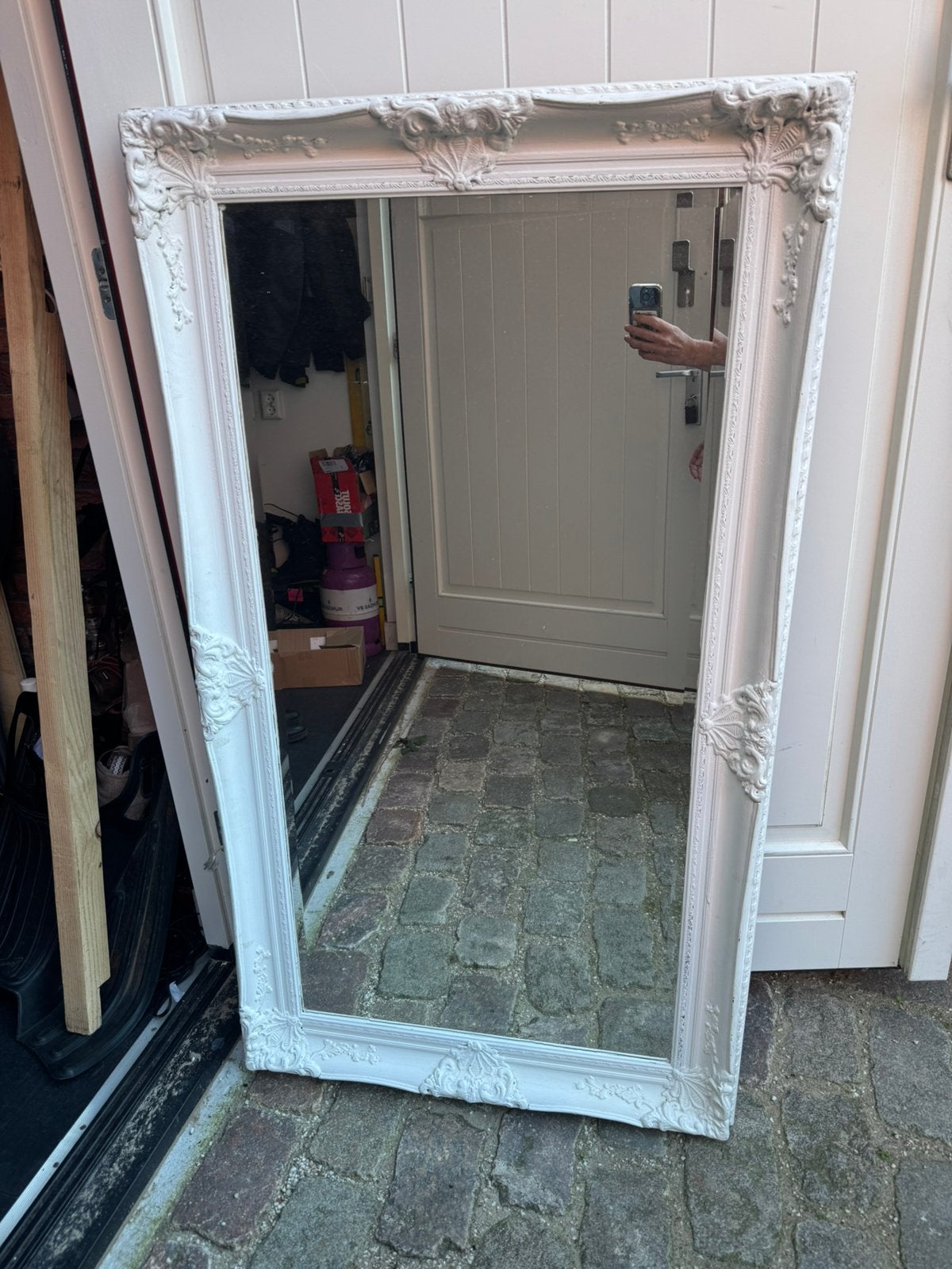 Brocante spiegel, Antiek en Kunst, Ophalen, Rechthoekig