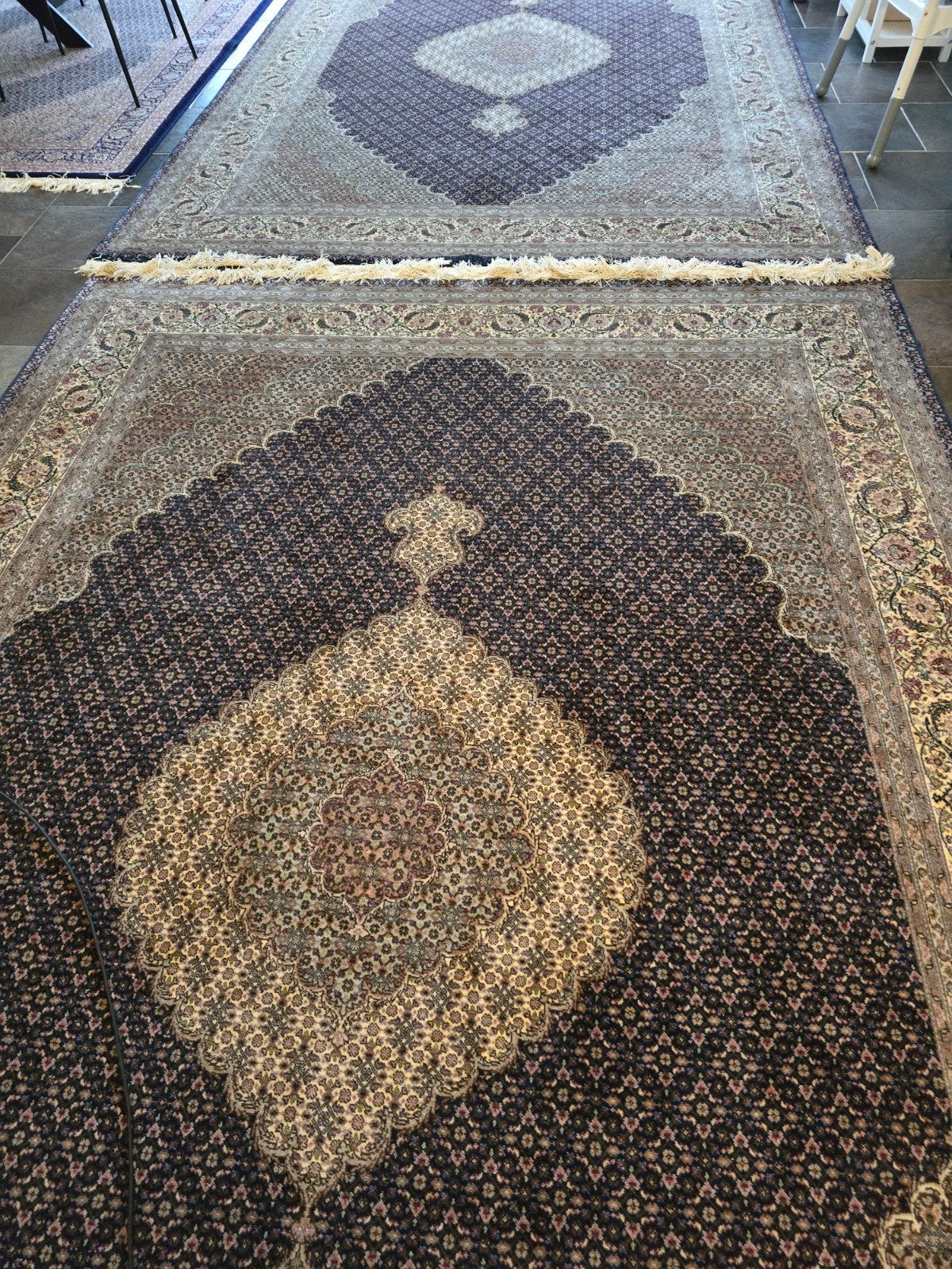 Handgekoopt Tabriz perzisch tapijten, Ophalen, 200 cm of meer, Zo goed als nieuw, Blauw