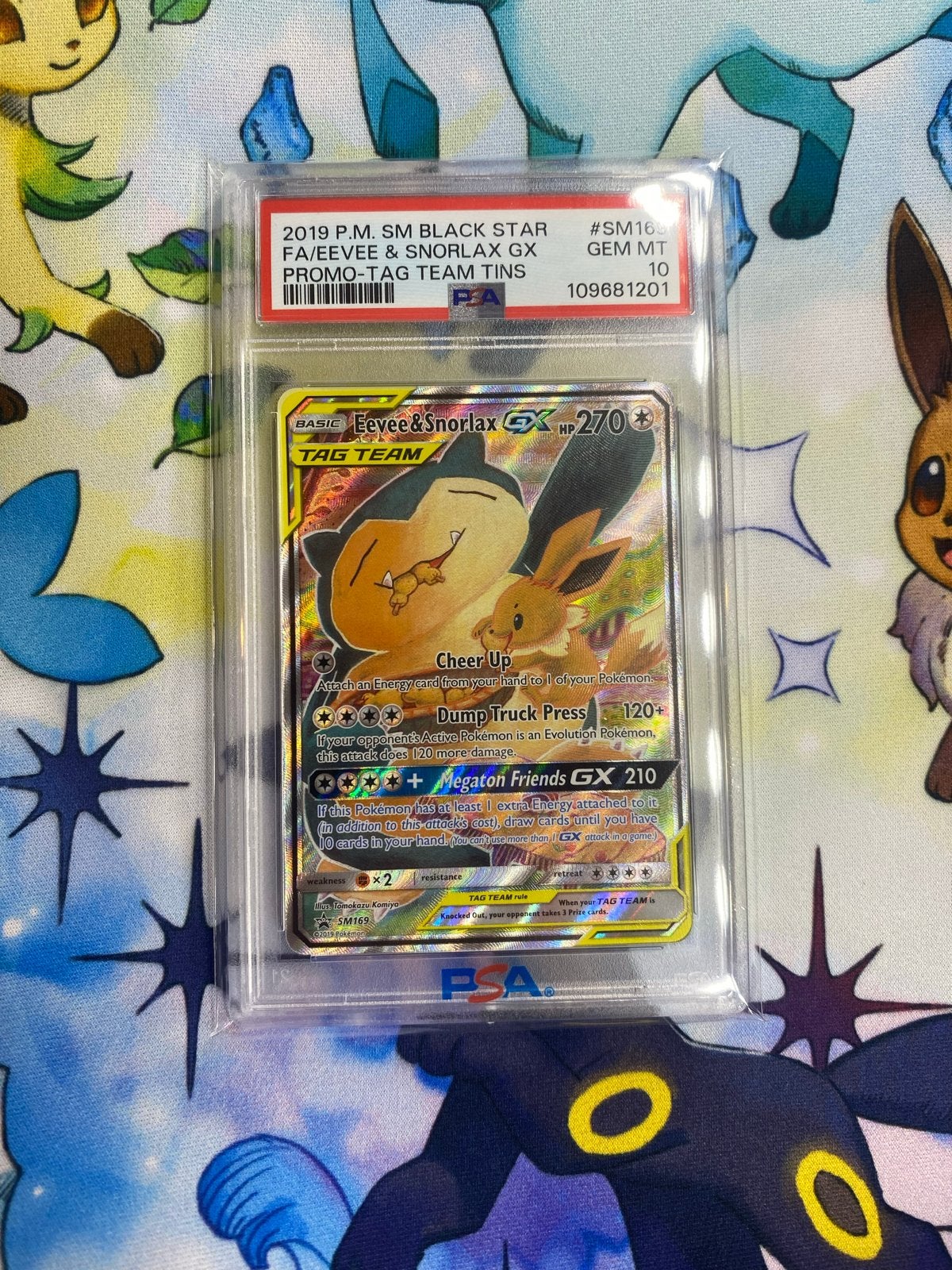 Eevee & Snorlax GX SM 169 PSA 10 GEM MT, Hobby en Vrije tijd, Verzamelkaartspellen | Pokémon, Ophalen of Verzenden, Nieuw, Losse kaart