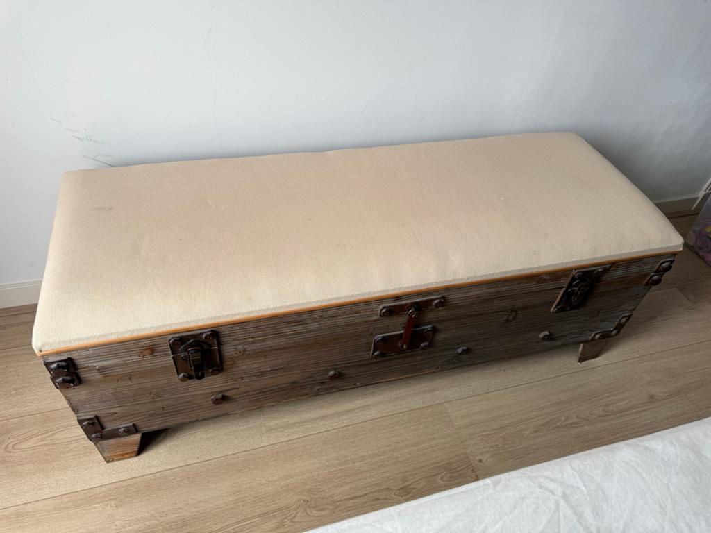 Vintage Opbergbankje / Kistbankje met Kussen, Huis en Inrichting, Woonaccessoires | Kisten, Ophalen, Gebruikt, 100 tot 150 cm