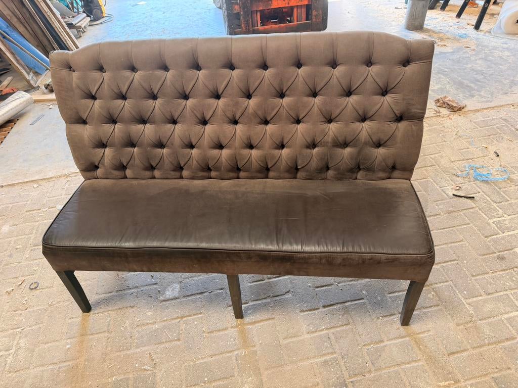 Donkere bruine bank, Huis en Inrichting, Banken | Bankstellen, Ophalen, Rechte bank, 150 cm of meer, Driepersoons
