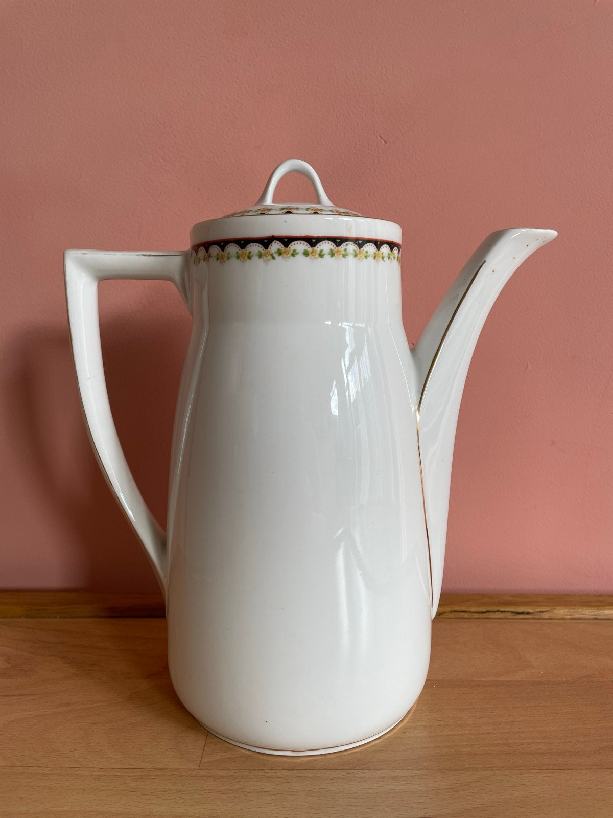 Vintage theepot met bloemmotief - 23cm hoog, Ophalen of Verzenden