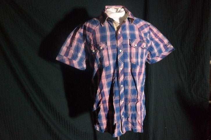 Blauw-wit-rood geruit overhemd Mt M Merk Mills Brothers, Kleding | Heren, Blauw, ., Zo goed als nieuw, .