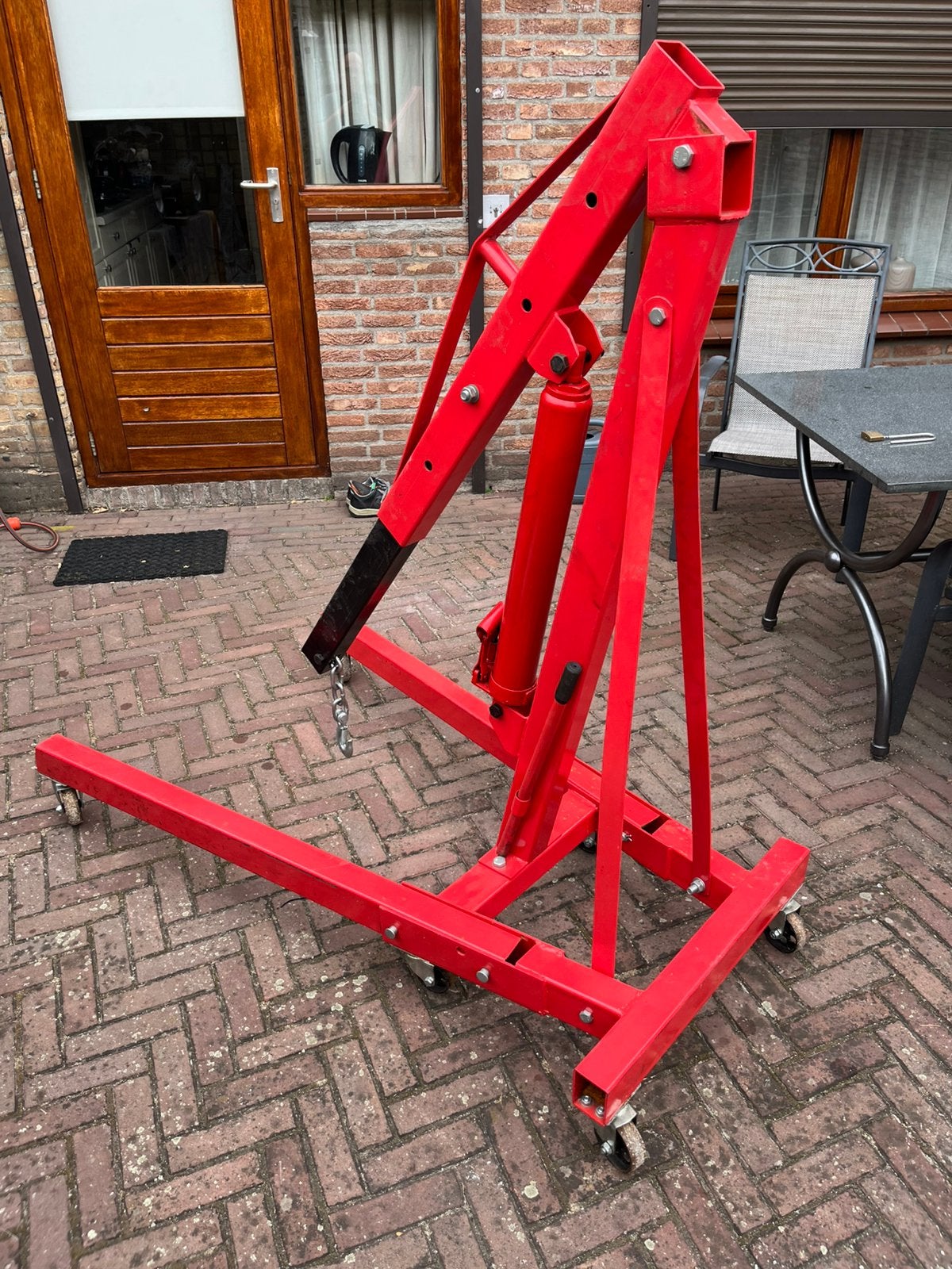 Motortakel/werkplaatskraan te huur, Ophalen, Zo goed als nieuw