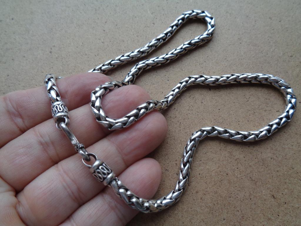zilveren vossenstaart ketting met haak sluiting [829], Verzenden, Zo goed als nieuw, Zilver, Zilver