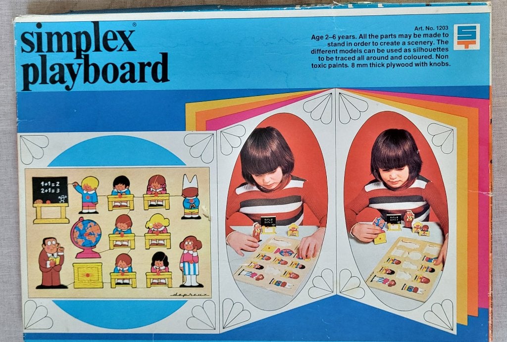 Vintage Simplex knopjespuzzel school, 2 tot 4 jaar, 10 tot 50 stukjes, Ophalen of Verzenden, Zo goed als nieuw
