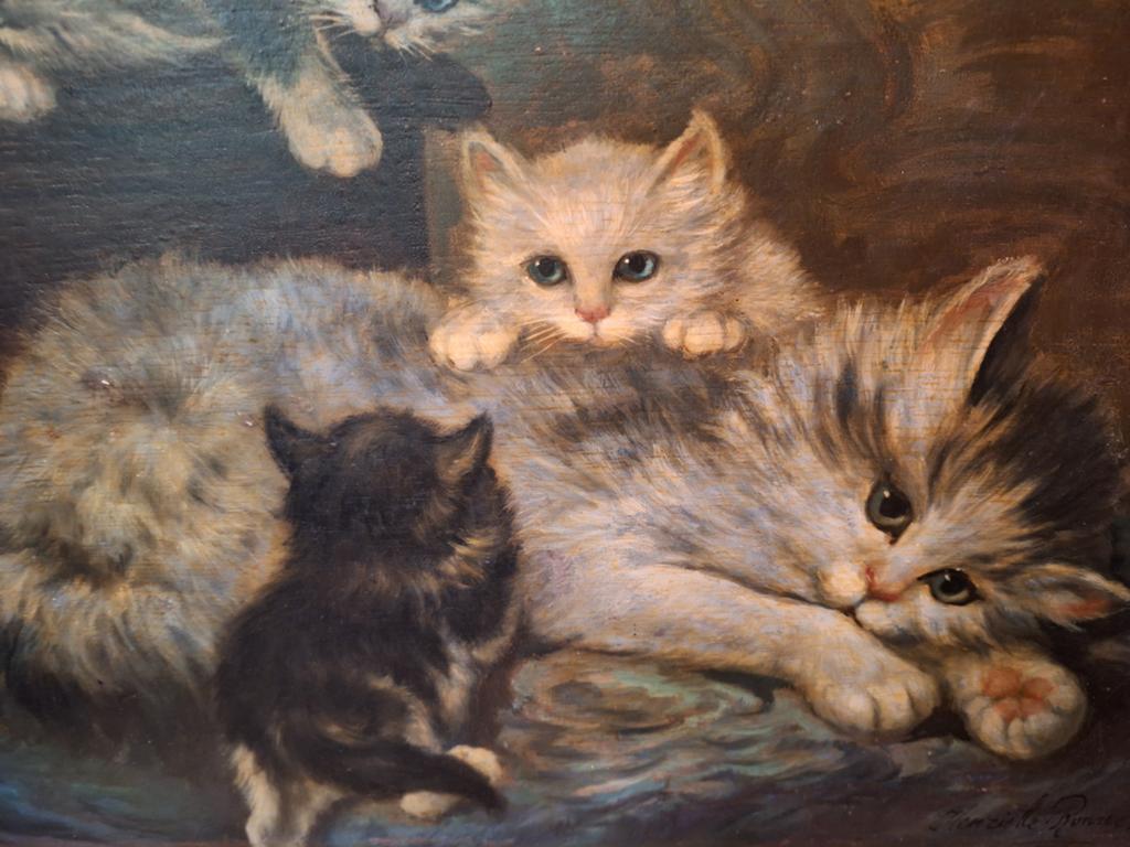 Schilderij poezen in de stijl van Henriette Ronner-Knip, Ophalen of Verzenden