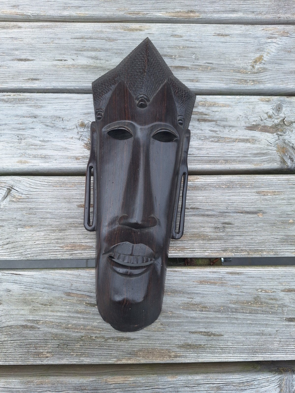 Vintage Afrikaans Houten Masker - Handgesneden, Gebruikt, Ophalen of Verzenden, Bruin, Vintage