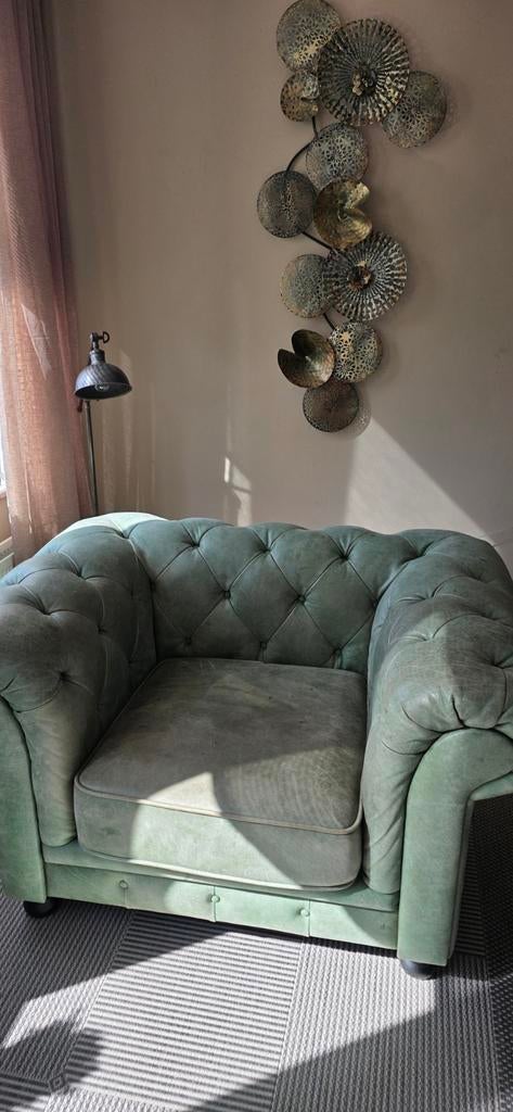 Chesterfield fauteuil, Ophalen, Eenpersoons, 75 tot 100 cm, Zo goed als nieuw