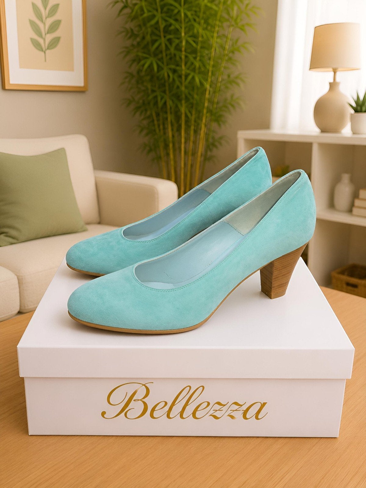 Bellezza pumps in pastelblauw/turkoois -Maat 37, Pumps, Overige kleuren, Bellezza, Nieuw