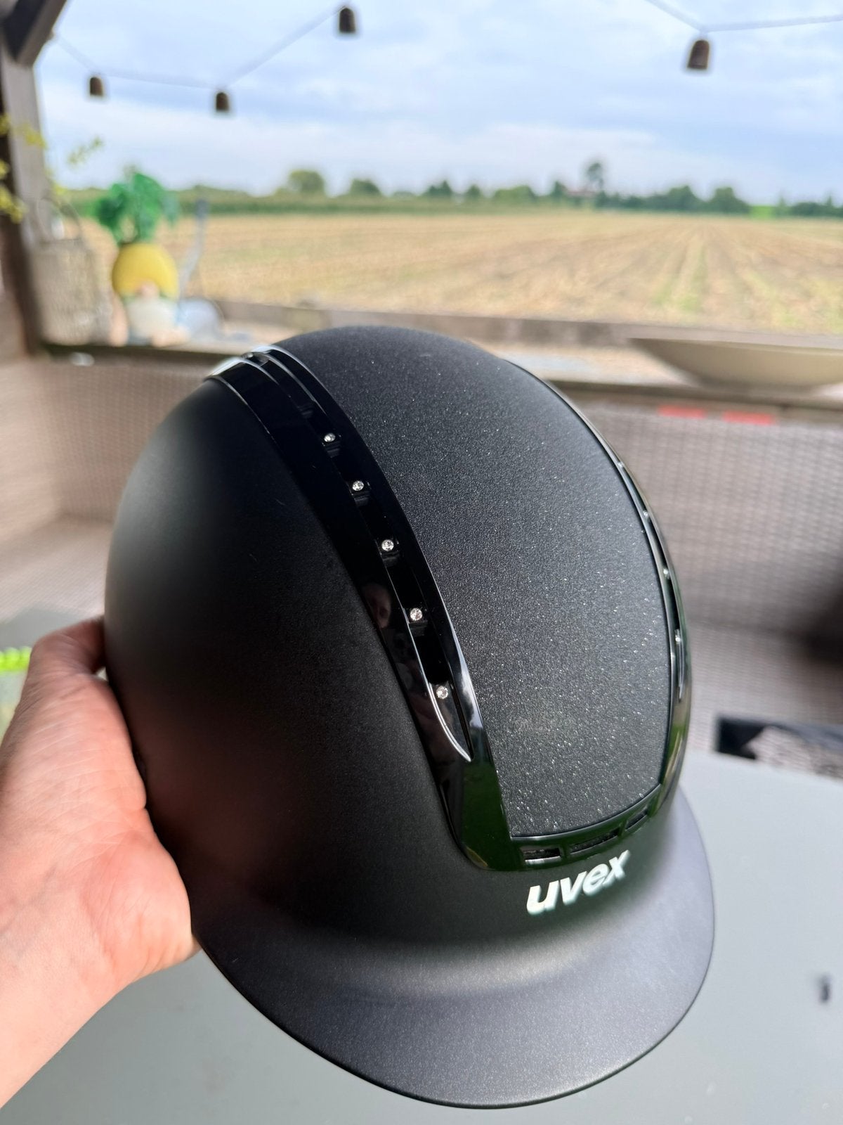 Uvex Suxxeed Starshine Black Cap, Dieren en Toebehoren, Gebruikt, Dames, Rijhelm/cap, Zwart