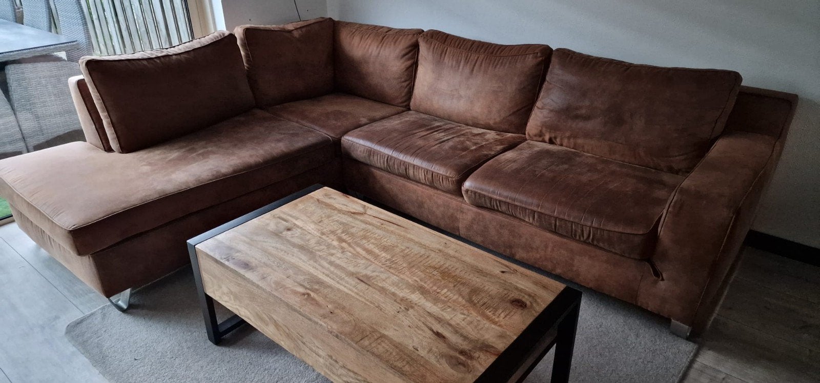 Mooie stevige hoekbank microleder - gemakkelijk schoon, Ophalen, 250 tot 300 cm, Gebruikt, 100 tot 125 cm