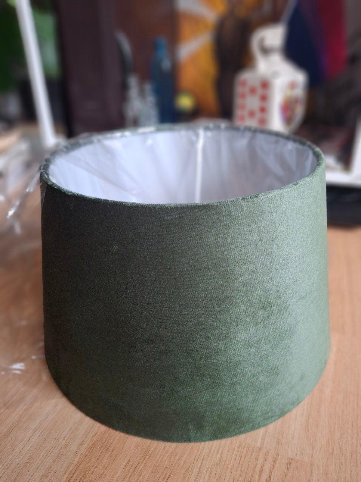 Velvet groene lampenkap, Rond, Nieuw, Ophalen of Verzenden, 17 cm