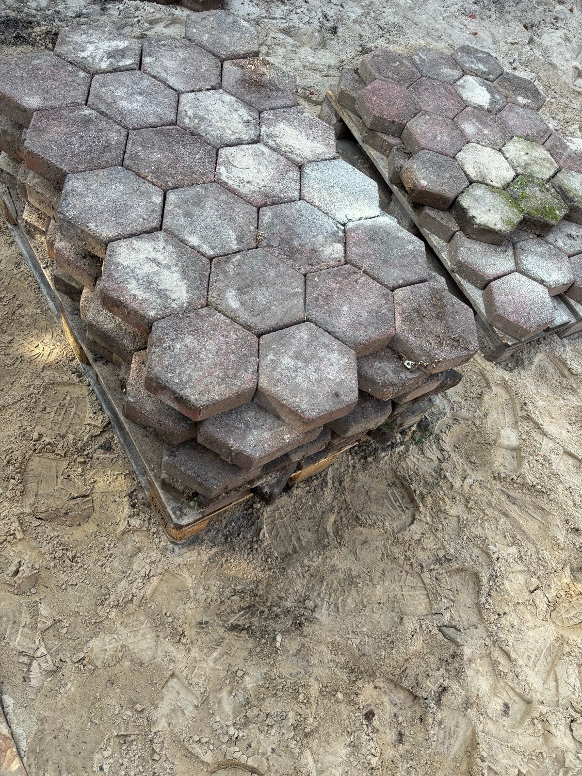 GRATIS! 17 m2 Zeshoekige terrastegels - Beton, Ophalen, Gebruikt, 10 m² of meer, Beton