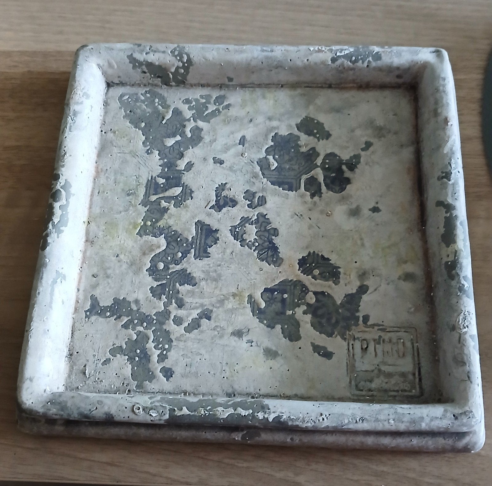 Stoere PTMD tray / stenen onderzetter (landelijk / so, Ophalen of Verzenden, Zo goed als nieuw, Rond, Hout