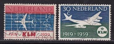 4533 - Nederland nvph 729/730 gestempeld , 40 jaar KLM, Postzegels en Munten, Verzenden, Na 1940, Gestempeld