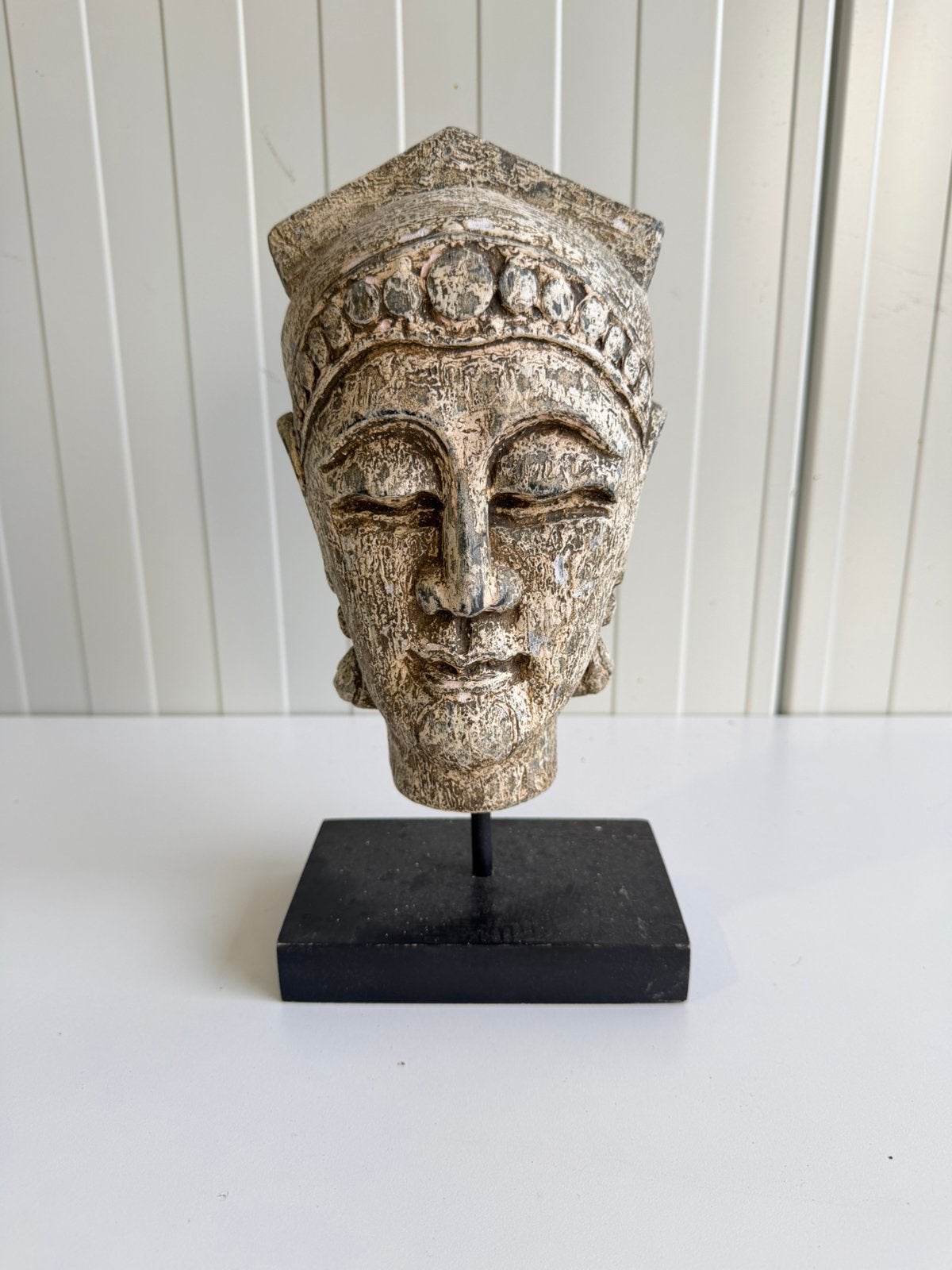 Decoratief Boeddha masker op standaard, Huis en Inrichting, Woonaccessoires | Boeddhabeelden, Met sokkel, 31 cm, Ophalen of Verzenden