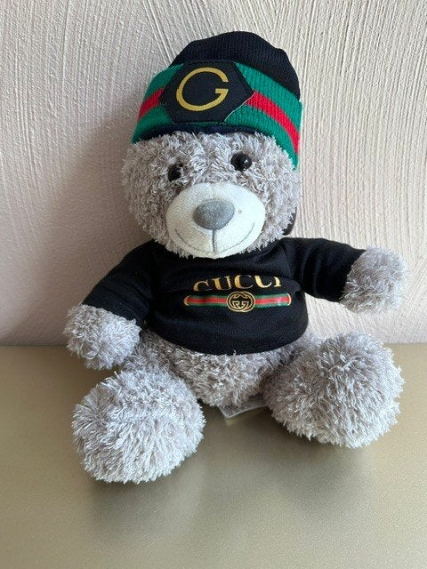 Gucci Knuffel Beer - Stijlvolle Knuffel met Gucci Look, Beer, Grijs, Ophalen of Verzenden, Zo goed als nieuw
