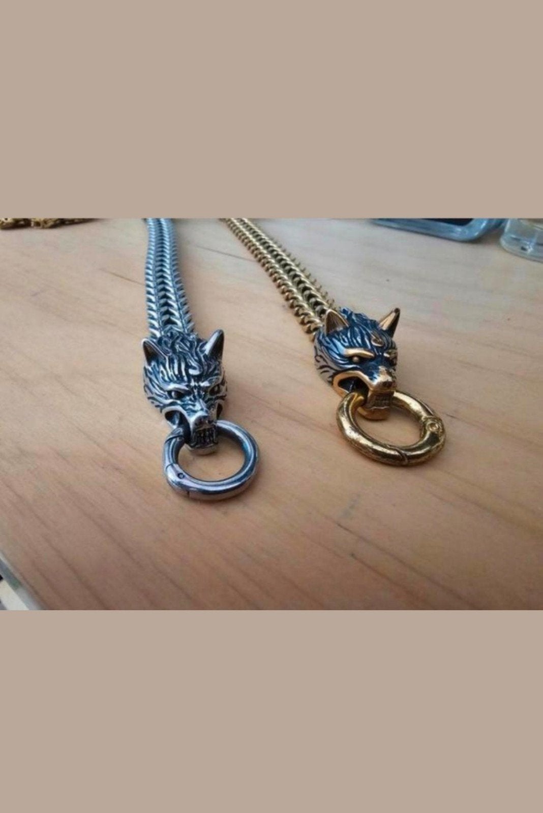2 mooie zware Viking Wolf armbanden RVS, Sieraden, Tassen en Uiterlijk, Ophalen of Verzenden, Zo goed als nieuw, Zilver, Staal
