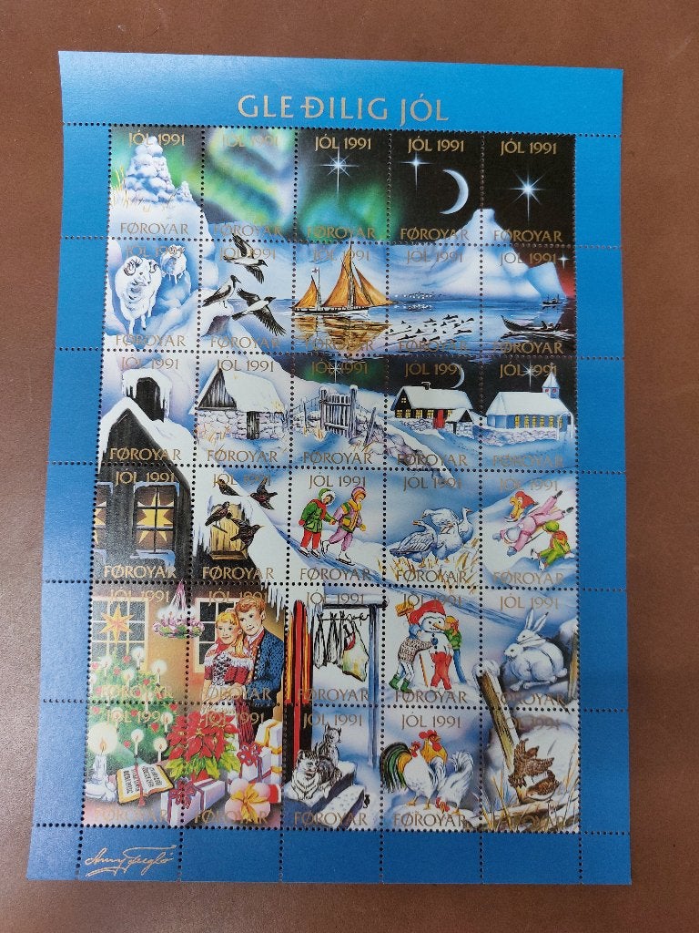 Faeröer Eilanden Kerstzegels 1991 - Compleet Vel, Ophalen of Verzenden, Denemarken, Postfris