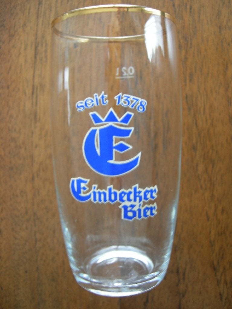 Einbecker Bier Bierglas. Afmeting Ø 6x12,1 cm. Inhoud 20 cl., Verzamelen, Ophalen of Verzenden, Zo goed als nieuw, Glas of Glazen