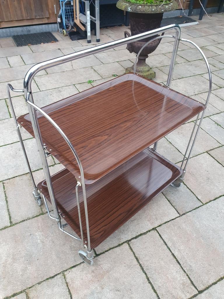 Vintage opklapbare theewagen / serveerwagen, Ophalen of Verzenden