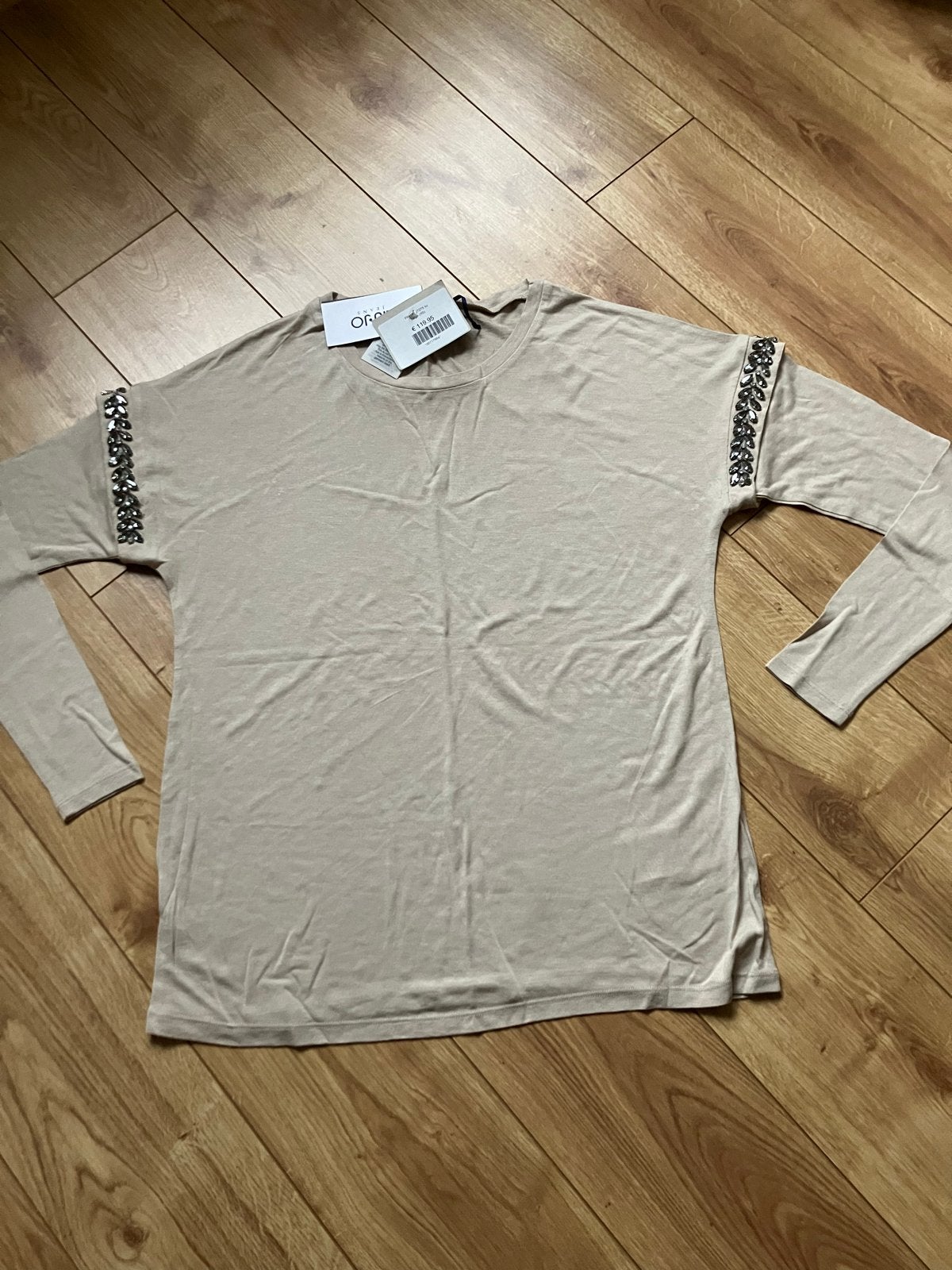 Liu Jo Jeans Top met lange mouwen en steentjes, Kleding | Dames, T-shirts, Beige, Nieuw, Ophalen of Verzenden, Lange mouw