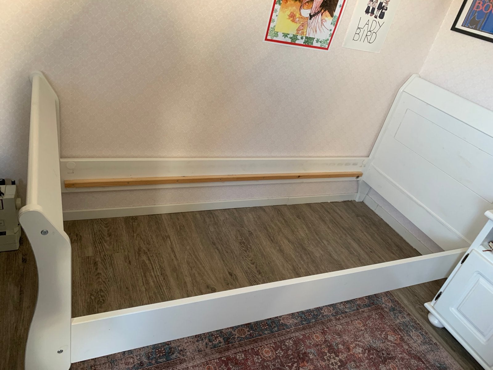 Eenpersoons bed, wit hout, Ophalen, Gebruikt, 90 cm, Eenpersoons