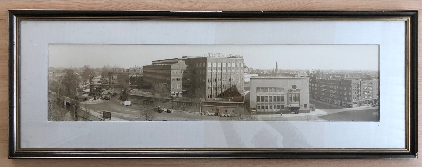 Ingelijste panoramafoto Amstel Brouwerij Amsterdam, Ophalen of Verzenden, Gebruikt, Reclamebord, Plaat of Schild, Amstel