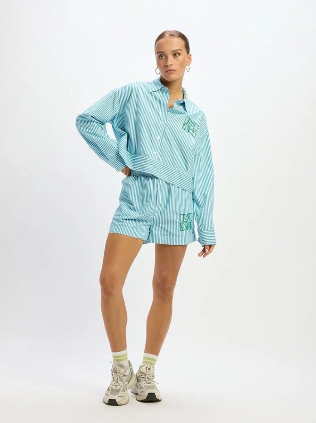 Refined Department Set - Gestreepte Blouse & Short Maat M, Ophalen of Verzenden, Zo goed als nieuw, Maat 38/40 (M), Blauw