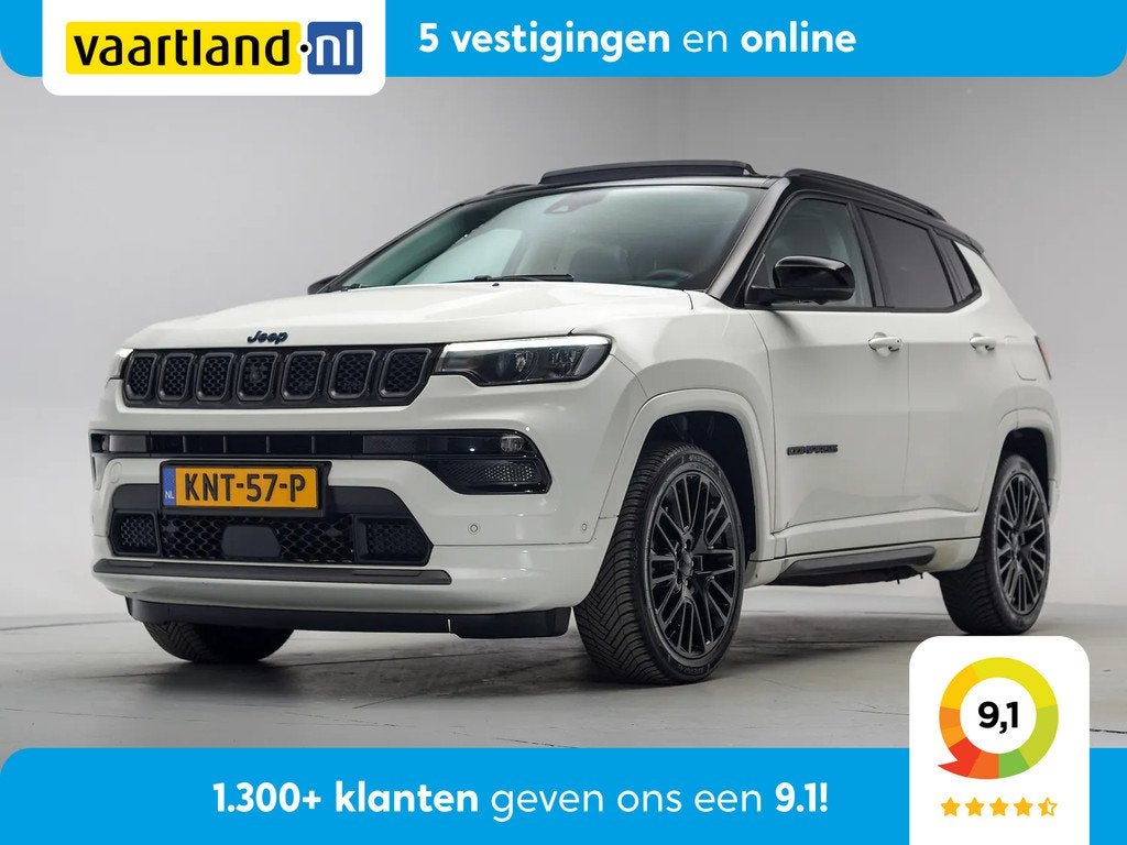 Jeep Compass 4xe 240 Plug-in Hybrid S [ Pano LED Navi Leder, Auto's, Jeep, Automaat, 4 cilinders, Wit, Bedrijf