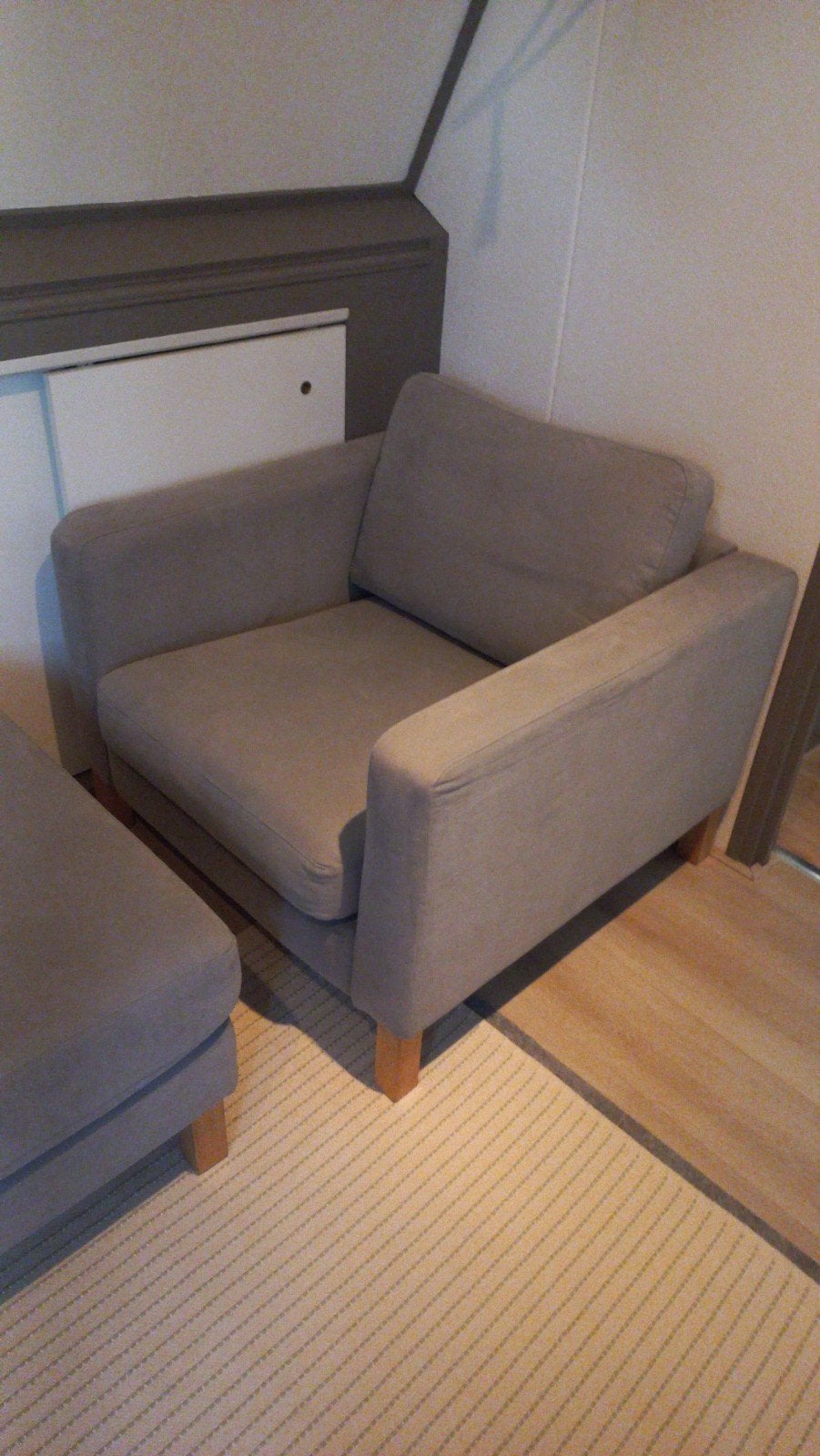 karlstad fauteuil en hocker, Ophalen, Hout, Gebruikt, Eenpersoons