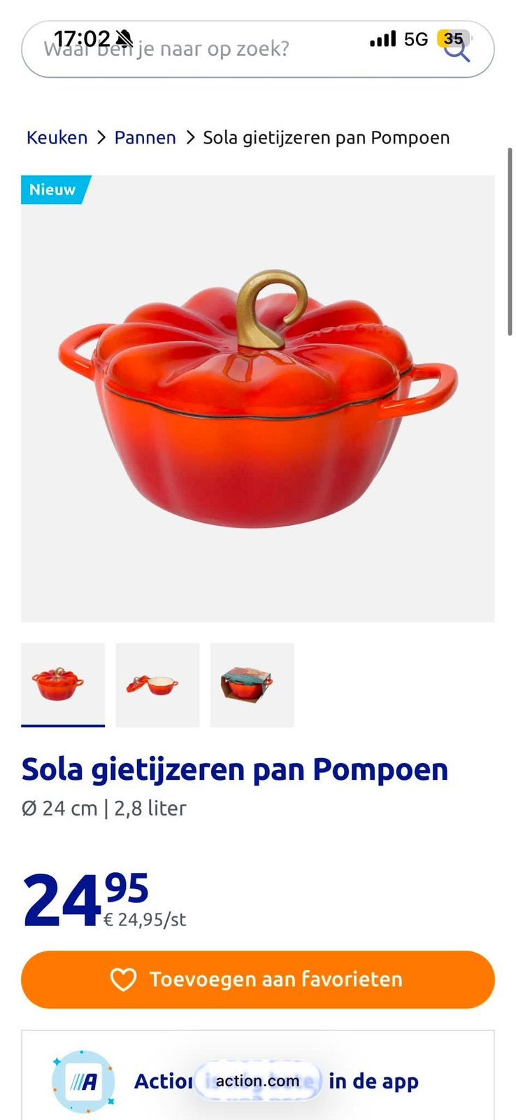 Gezocht pompoen pan, Ophalen, Nieuw