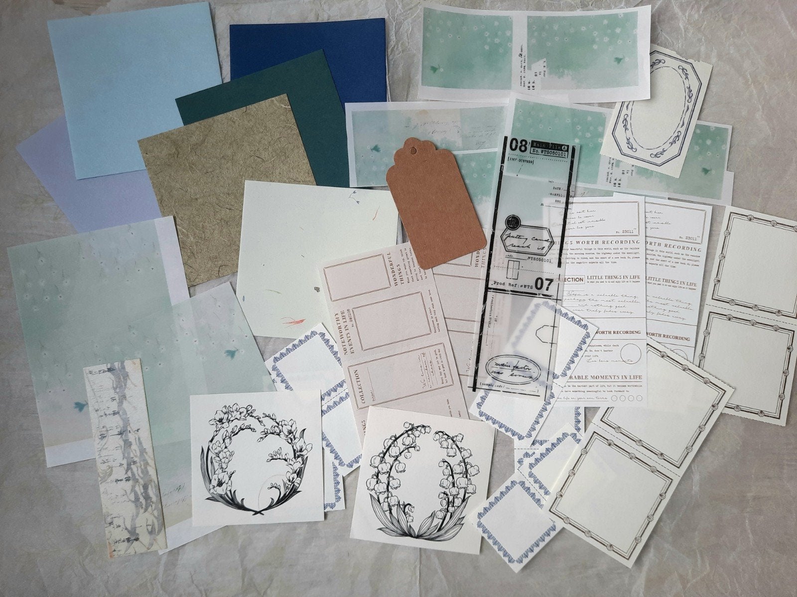 Ephemera/collagepapieren setje blauw/groen, Ophalen of Verzenden, Nieuw
