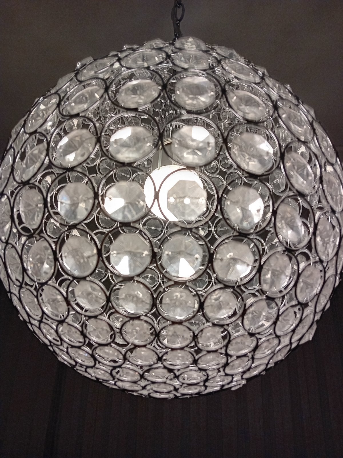 Moderne hanglamp met kristallen bollen, Huis en Inrichting, Ophalen of Verzenden, Zo goed als nieuw, Glas, E27 (groot)